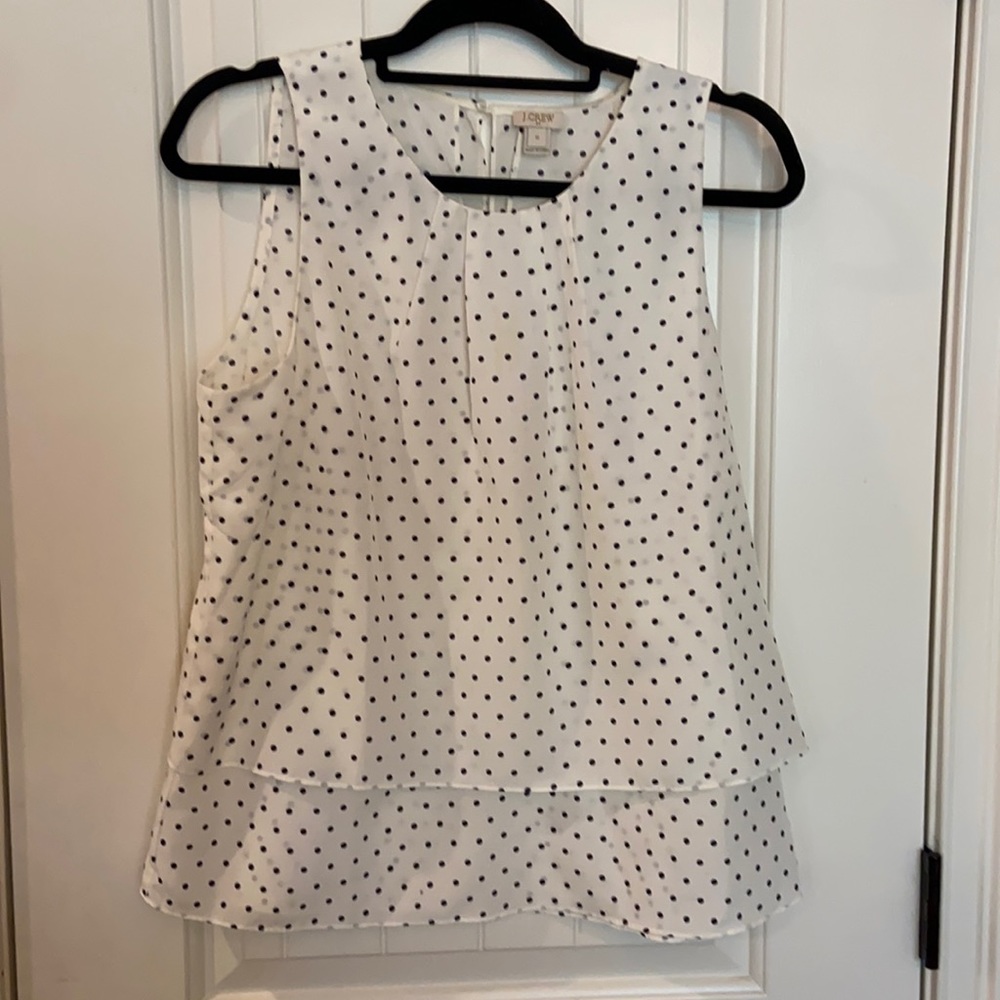 J.Crew Factory Navy polka dot sleeveless blouse size 12